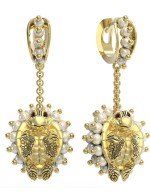 Серьги из лимонного золота c эмалью и жемчугом