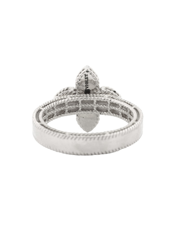 Кольцо из белого золота 585 пробы c бриллиантами и ониксом