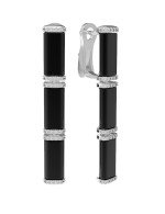 Серьги из белого золота c бриллиантами и ониксом