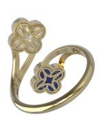 Кольцо из лимонного золота c бриллиантами, лазуритом и перламутром