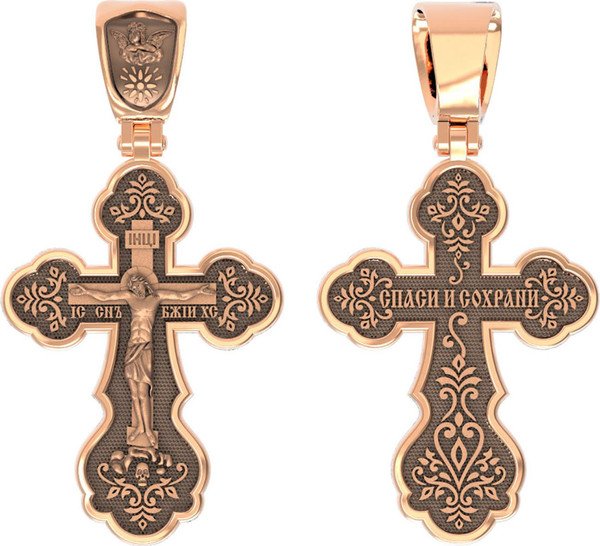 Крест из красного золота 585 пробы