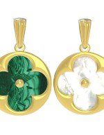 Подвеска из лимонного золота c малахитом и перламутром