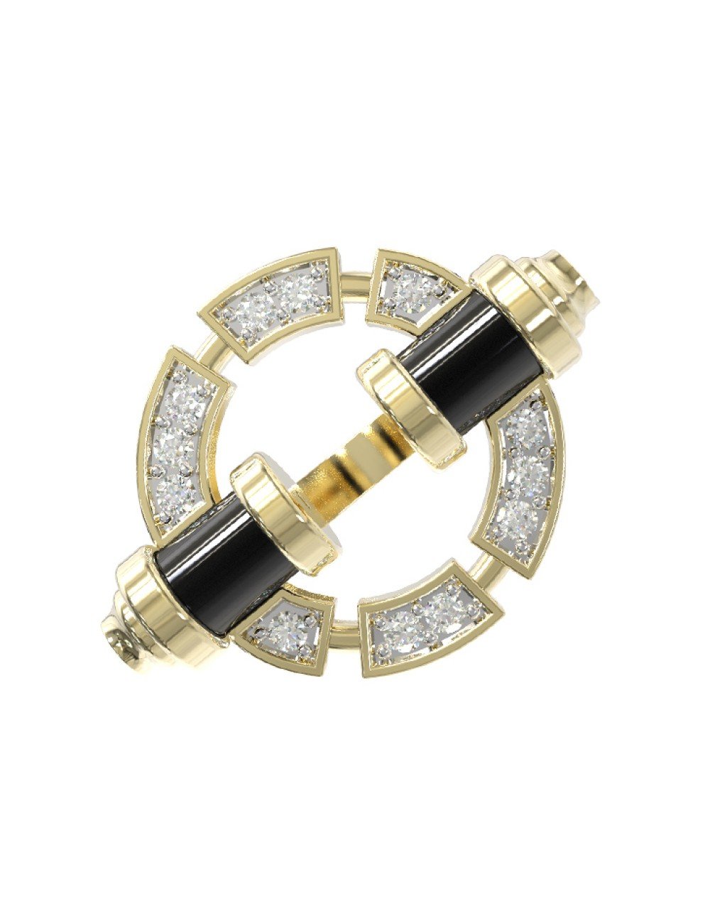 Кольцо из лимонного золота c бриллиантами и ониксом