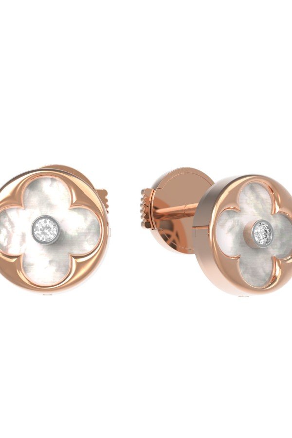 Серьги из золота c бриллиантами и перламутром