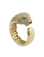 Кольцо из лимонного золота c бриллиантами, изумрудом и ониксом