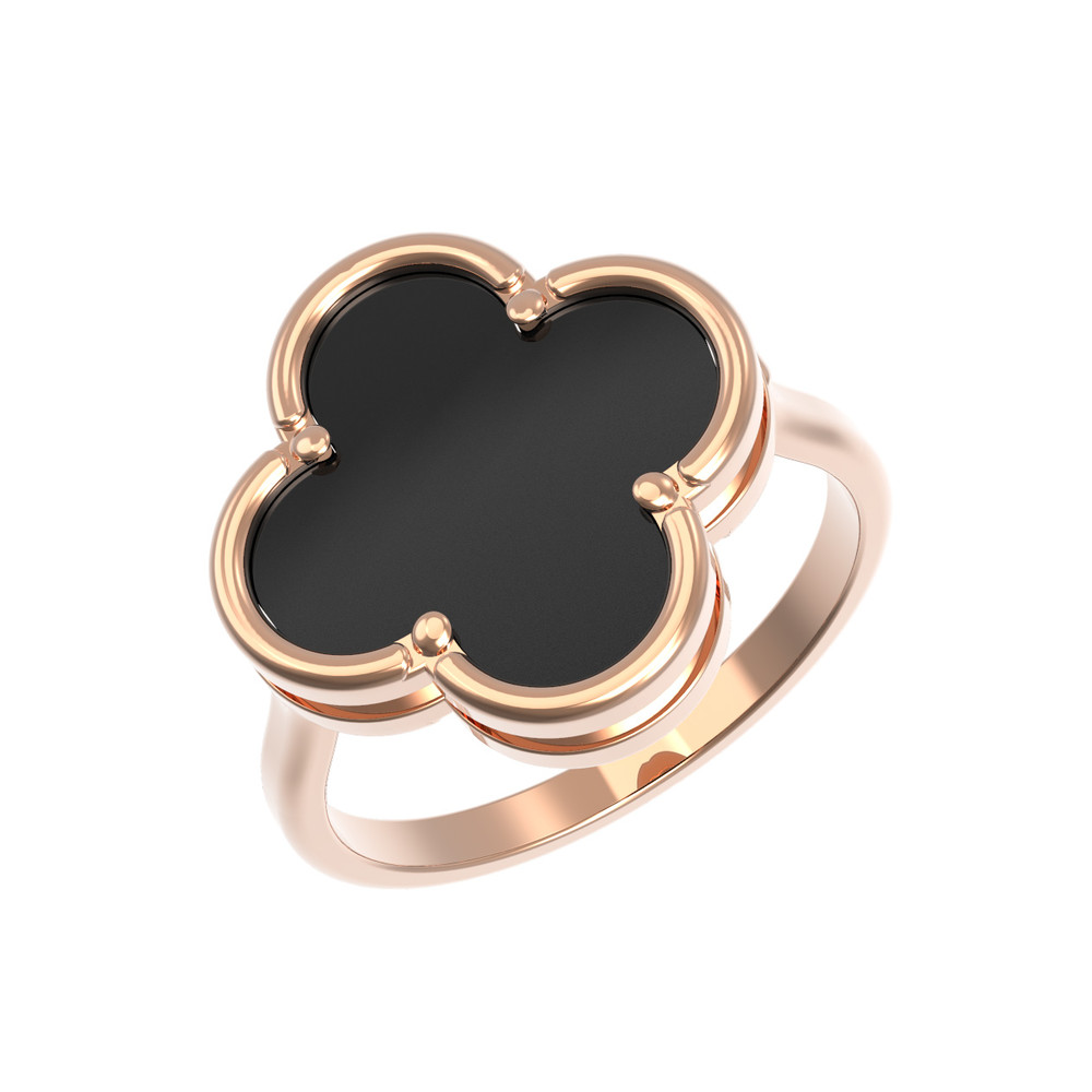 Кольцо из красного золота 585 пробы c ониксом