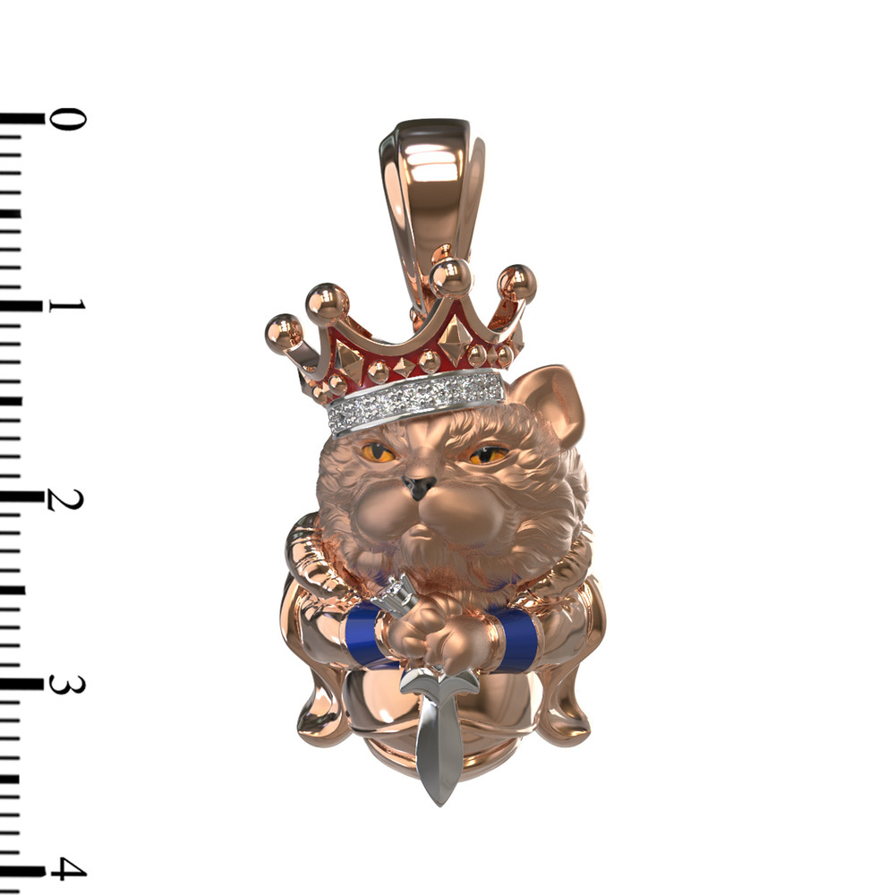 Подвеска из красного золота 585 пробы c эмалью, бриллиантами и рубином