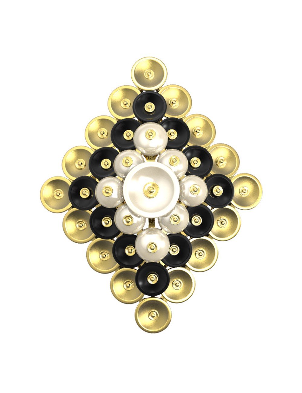 Кольцо из лимонного золота c ониксом и перламутром