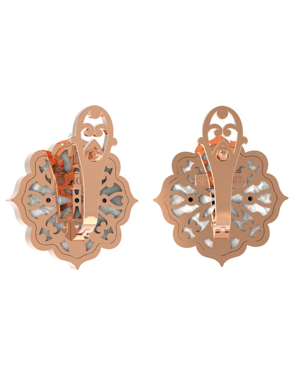 Серьги из золота c ониксом и перламутром