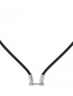 Гайтан из белого золота c кожаным шнурком