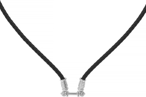 Цепь-шнурок кожа из белого золота 585 пробы c кожаным шнурком