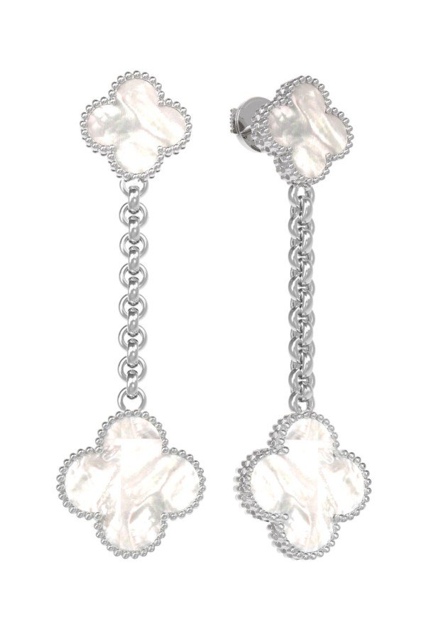 Серьги из белого золота c перламутром