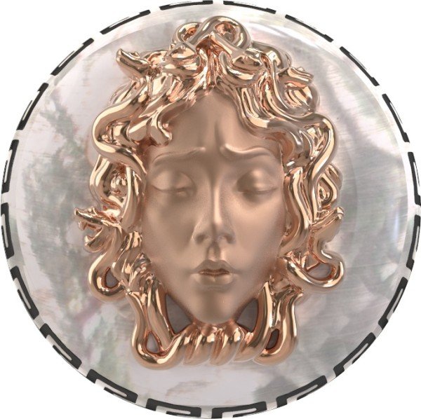 Кольцо из золота c эмалью и перламутром