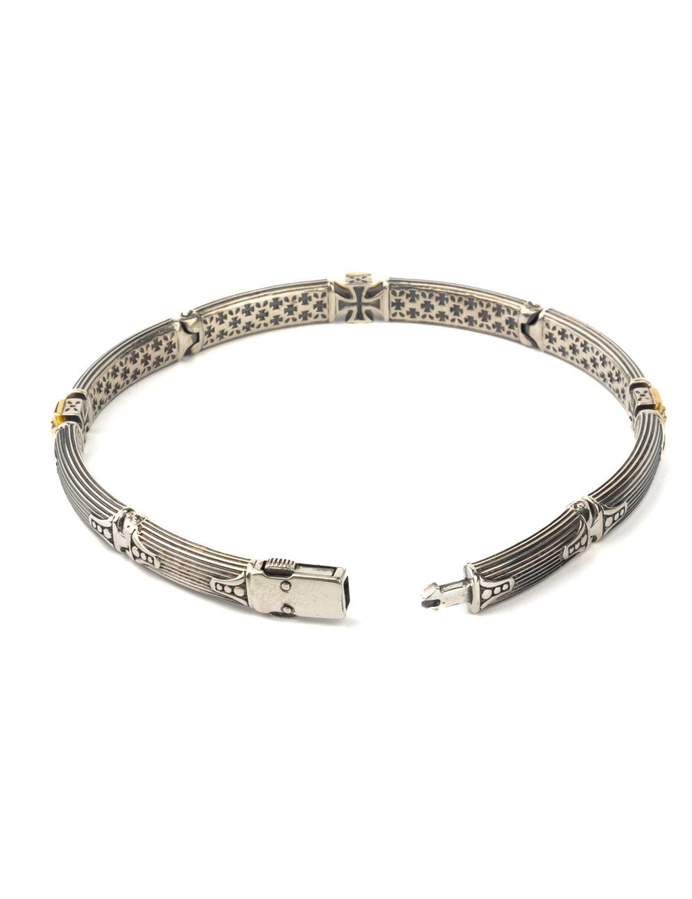 Браслет из серебра и золота c бриллиантами и рубином