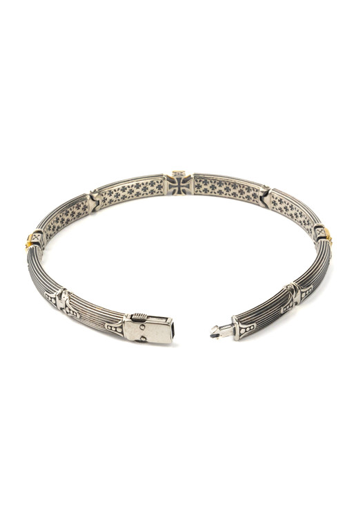 Браслет из серебра 925 пробы и золота 750 пробы c бриллиантами и рубином