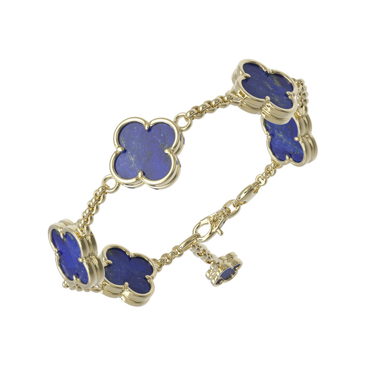 Браслет из лимонного золота 585 пробы c лазуритом