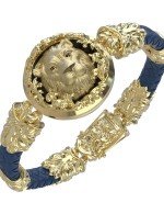 Браслет из лимонного золота c эмалью, кожаным шнурком и ониксом