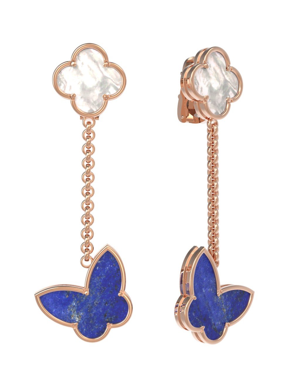 Серьги из золота c лазуритом и перламутром