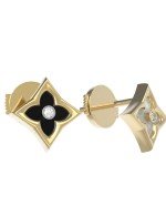 Серьги из лимонного золота c бриллиантами, ониксом и перламутром