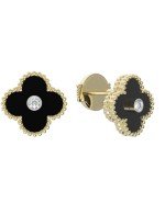 Серьги из лимонного золота c бриллиантами и ониксом