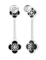 Серьги из белого золота c бриллиантами и ониксом