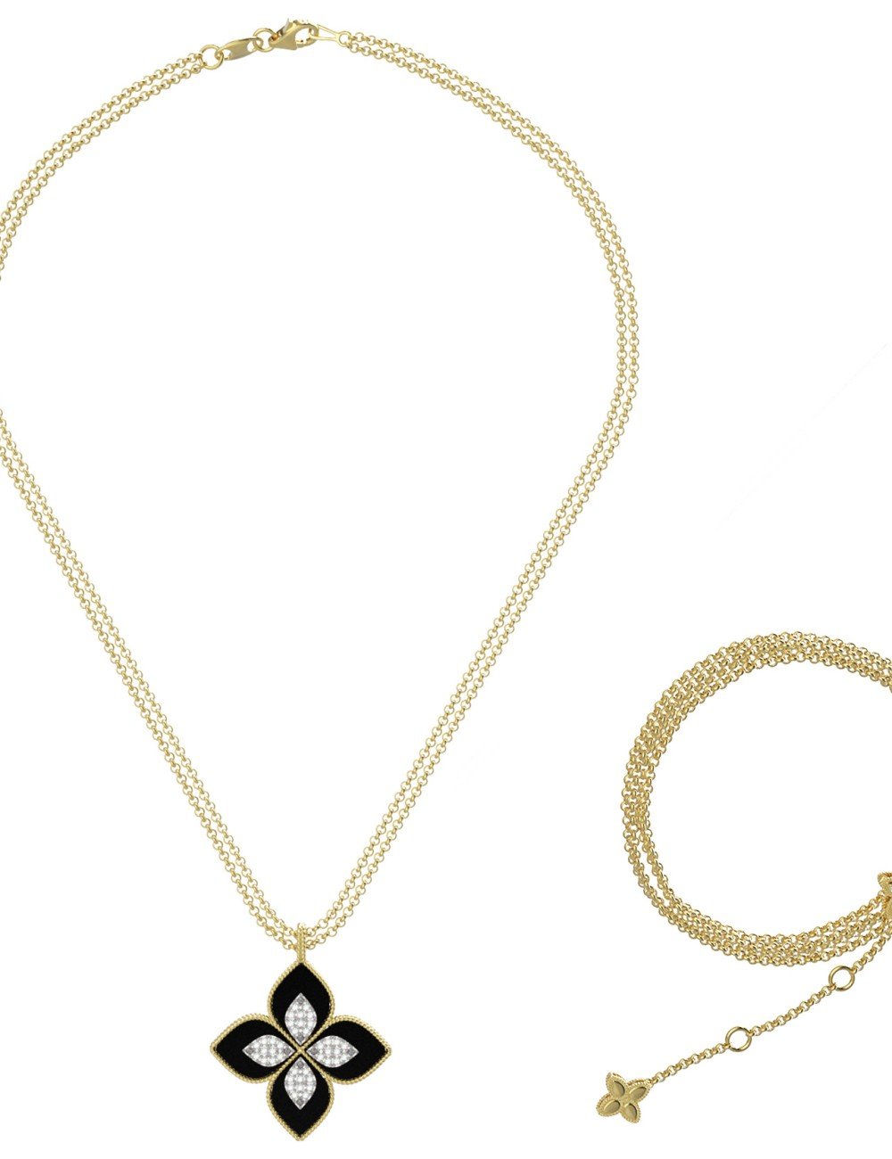 Колье из лимонного золота c бриллиантами и ониксом