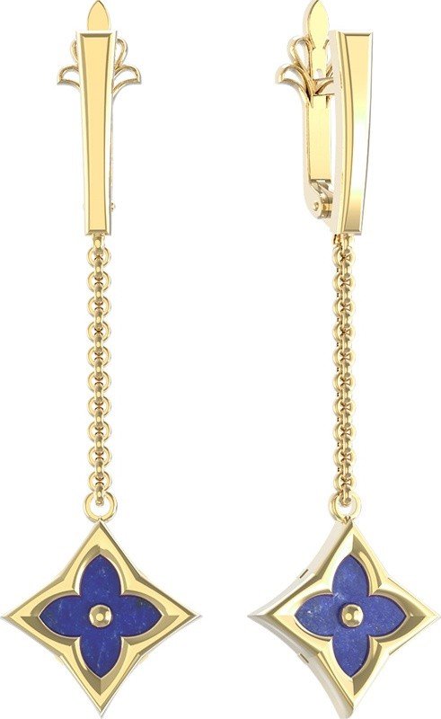 Серьги из лимонного золота c лазуритом