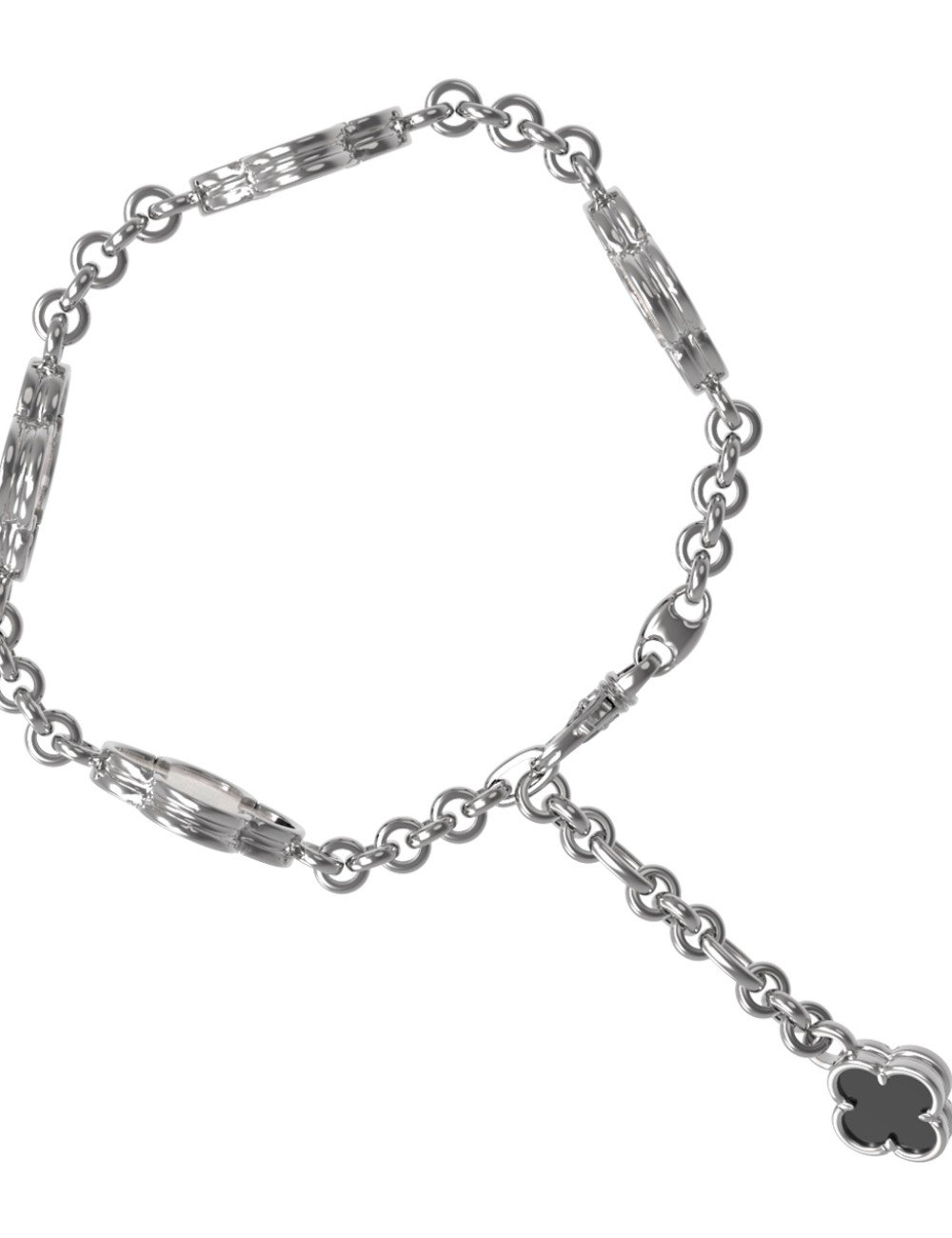 Браслет из белого золота c ониксом и перламутром