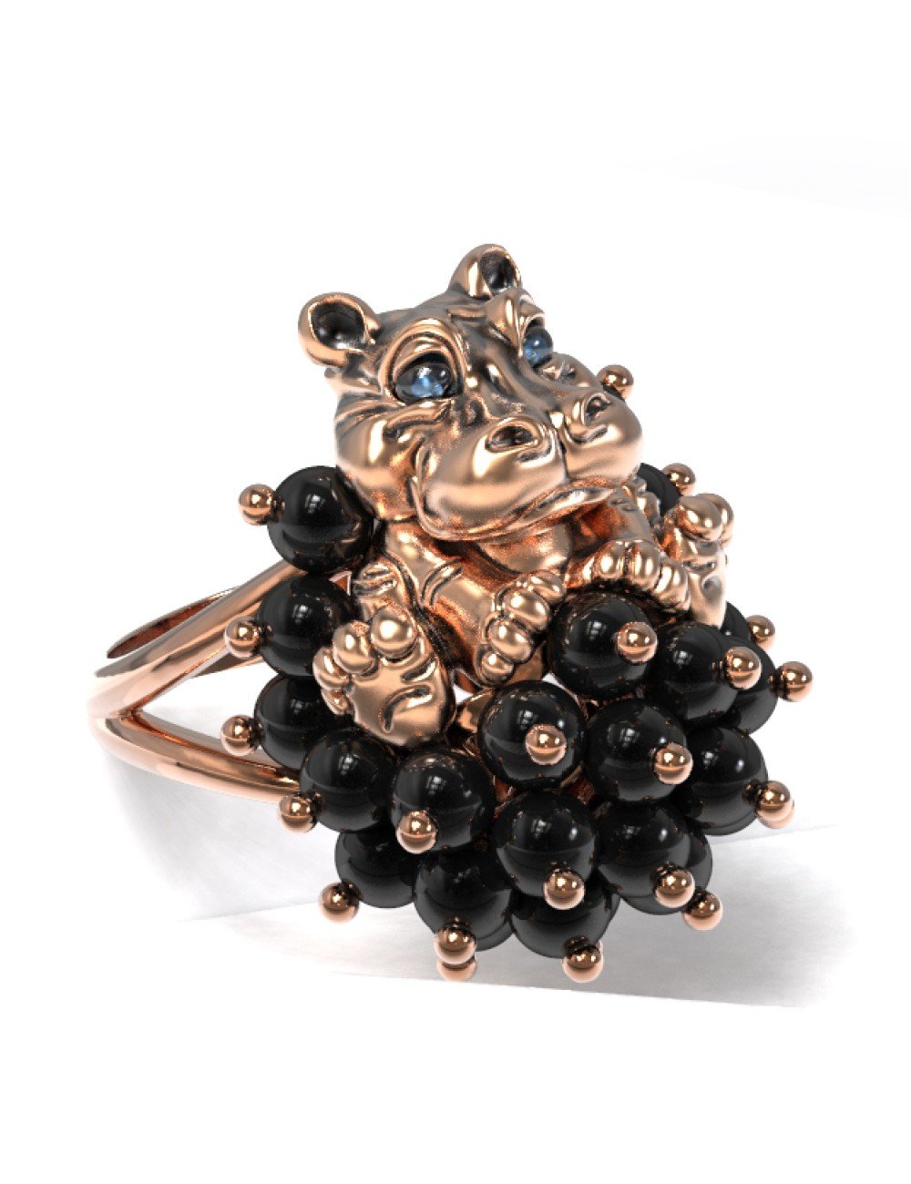 Кольцо из золота c эмалью и ониксом