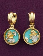 Серьги из лимонного золота c бирюзой и перламутром