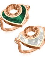 Кольцо из золота c малахитом и перламутром