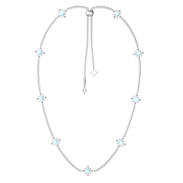 Колье из белого золота 585 пробы c бирюзой