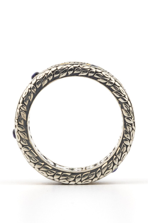 Кольцо из серебра 925 пробы и золота 750 пробы c бриллиантами, сапфиром и рубином