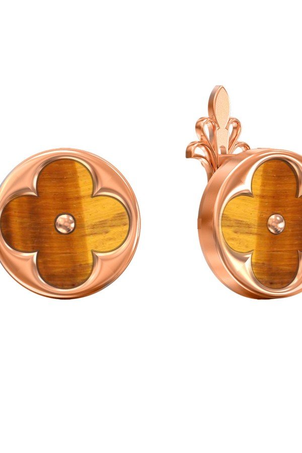 Серьги из золота c тигровым глазом