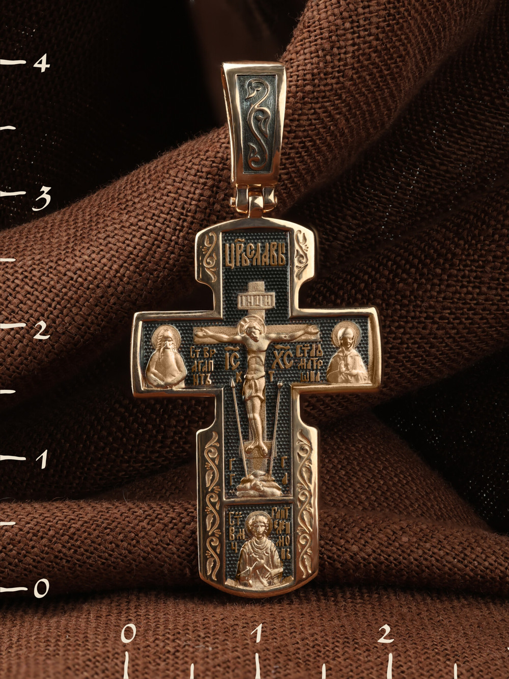 Крест из красного золота 585 пробы