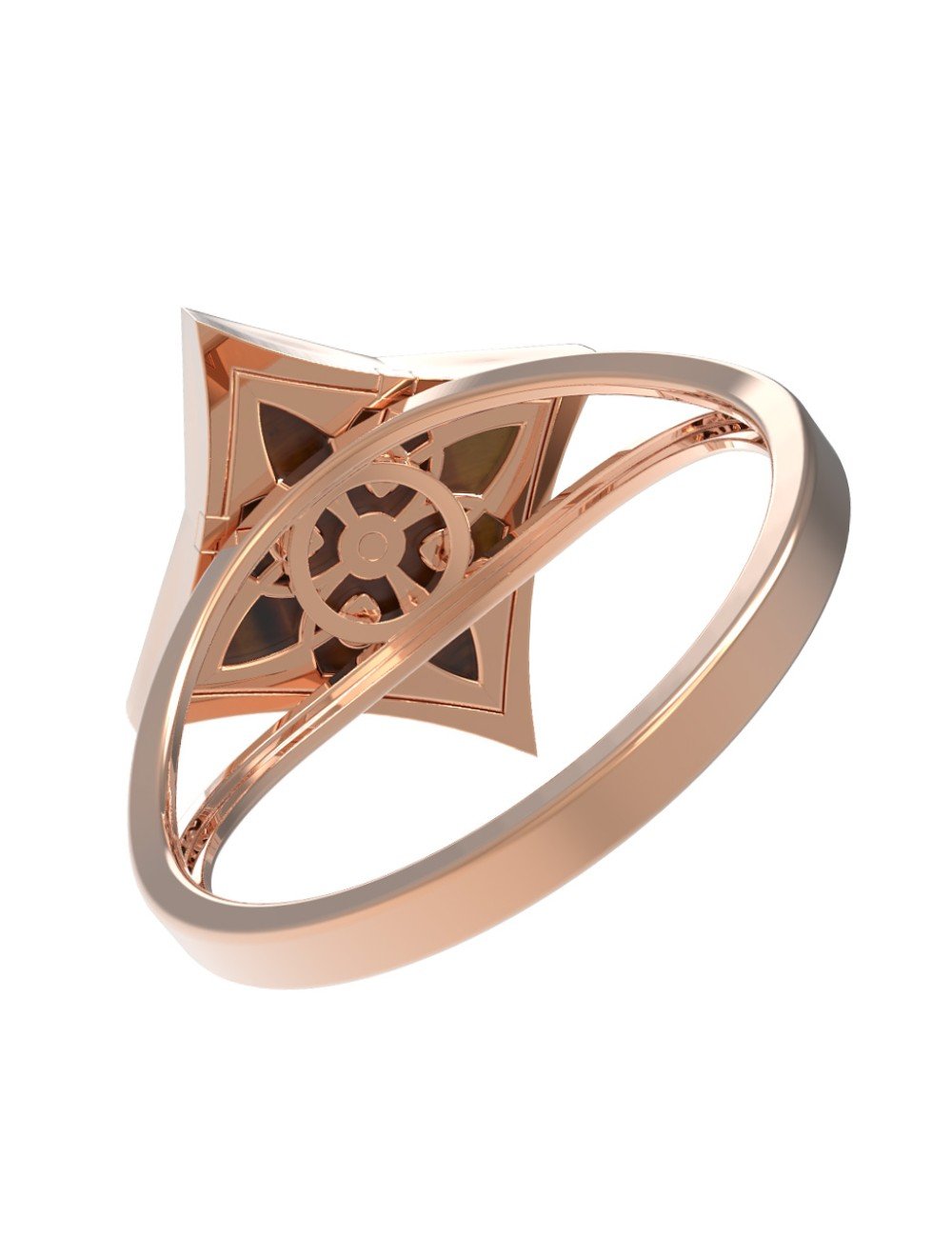 Кольцо из золота c тигровым глазом