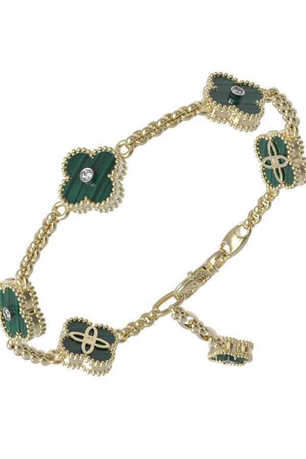 Браслет из лимонного золота c бриллиантами и малахитом