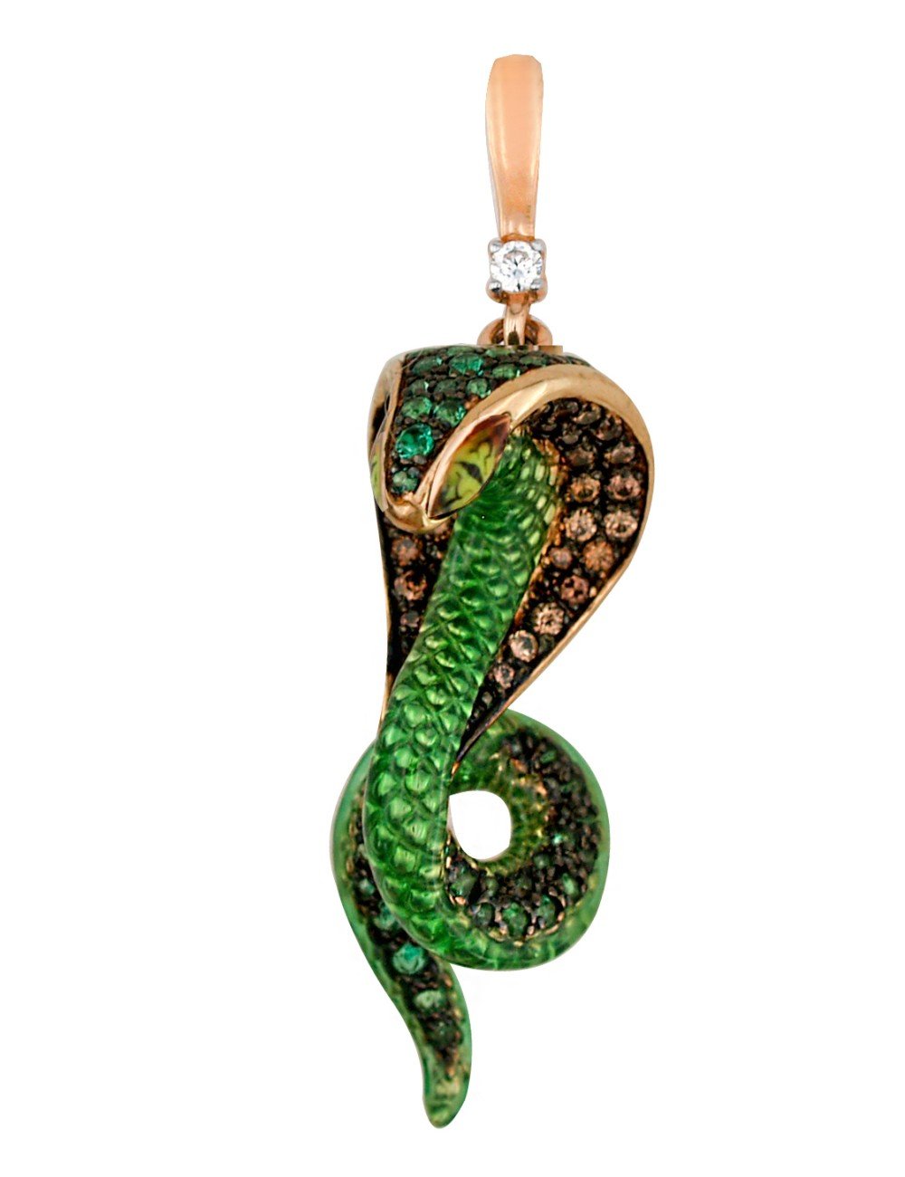 Подвеска из золота c эмалью и фианитом