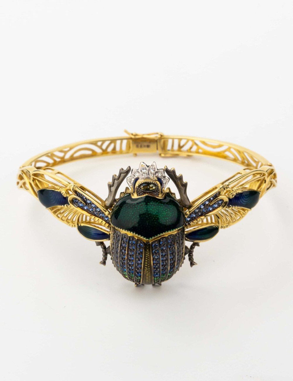 Браслет из лимонного золота c эмалью, фианитом, турмалином и эмалью