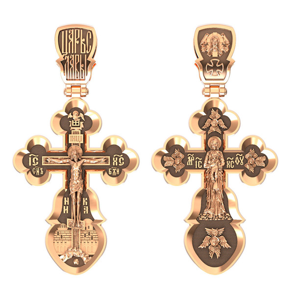 Крест из красного золота 585 пробы