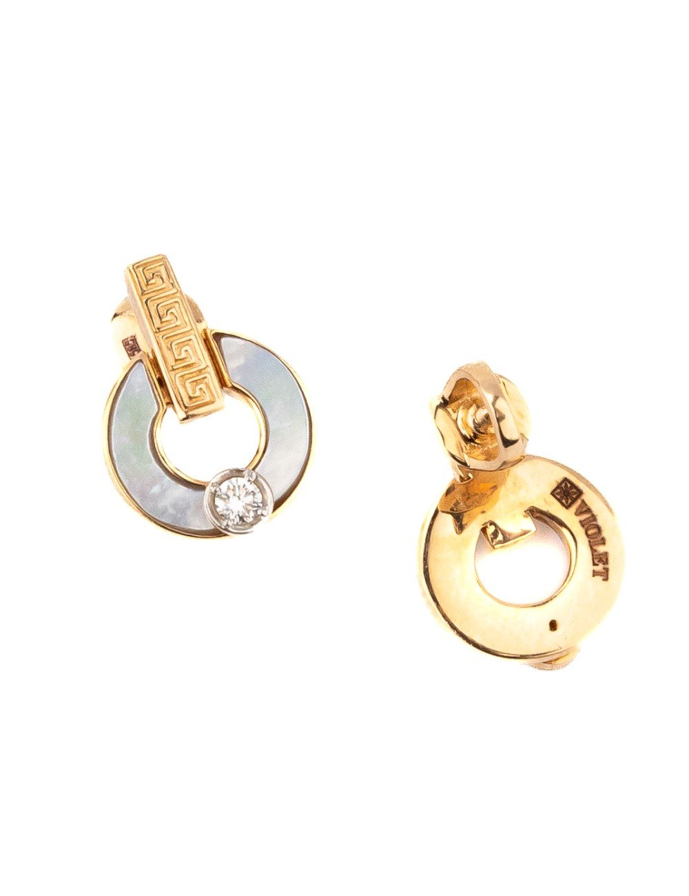 Серьги из золота c бриллиантами и перламутром