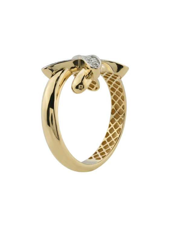 Кольцо из лимонного золота 585 пробы c бриллиантами