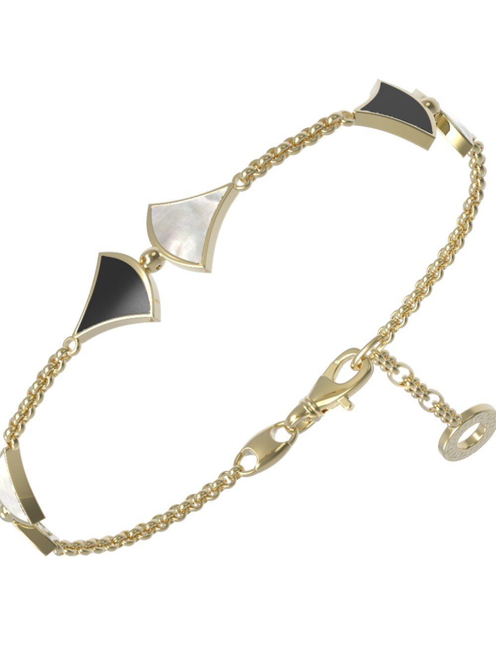 Браслет из лимонного золота c ониксом и перламутром