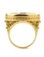 Кольцо из лимонного золота c эмалью и перламутром