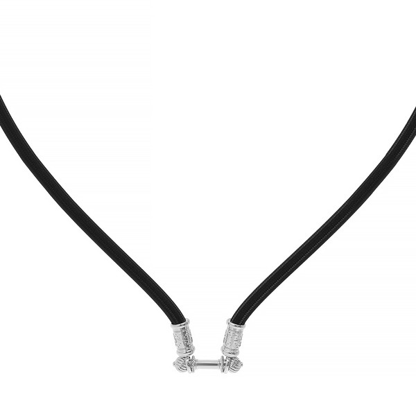 Цепь-шнурок шелк из белого золота 585 пробы c шёлковым шнурком