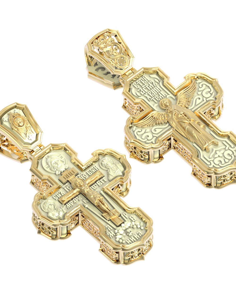 Крест из лимонного золота c бивнем мамонта