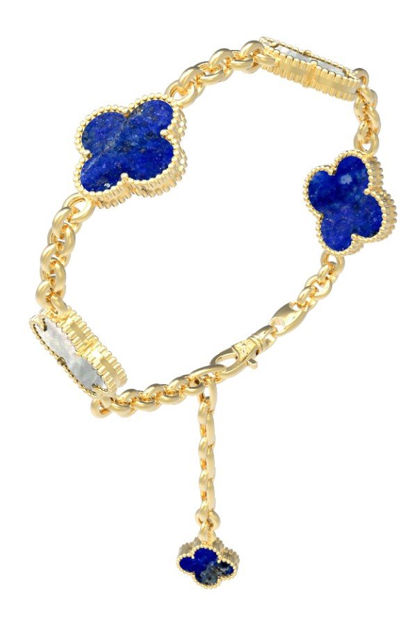 Браслет из лимонного золота c лазуритом и перламутром