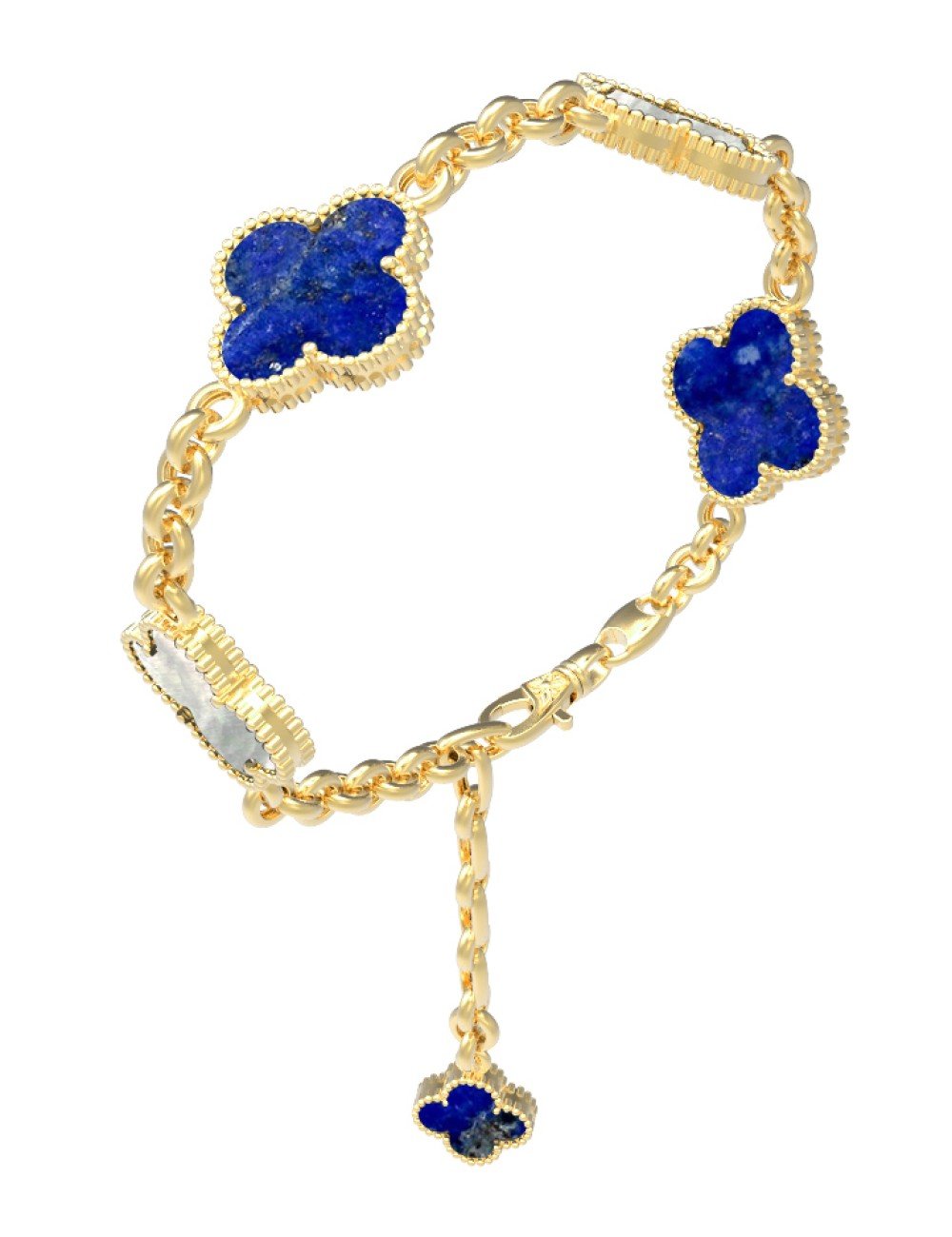 Браслет из лимонного золота c лазуритом и перламутром