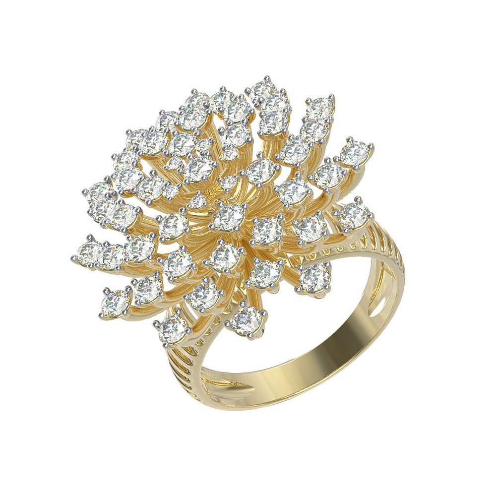 Кольцо из лимонного золота 585 пробы c бриллиантами