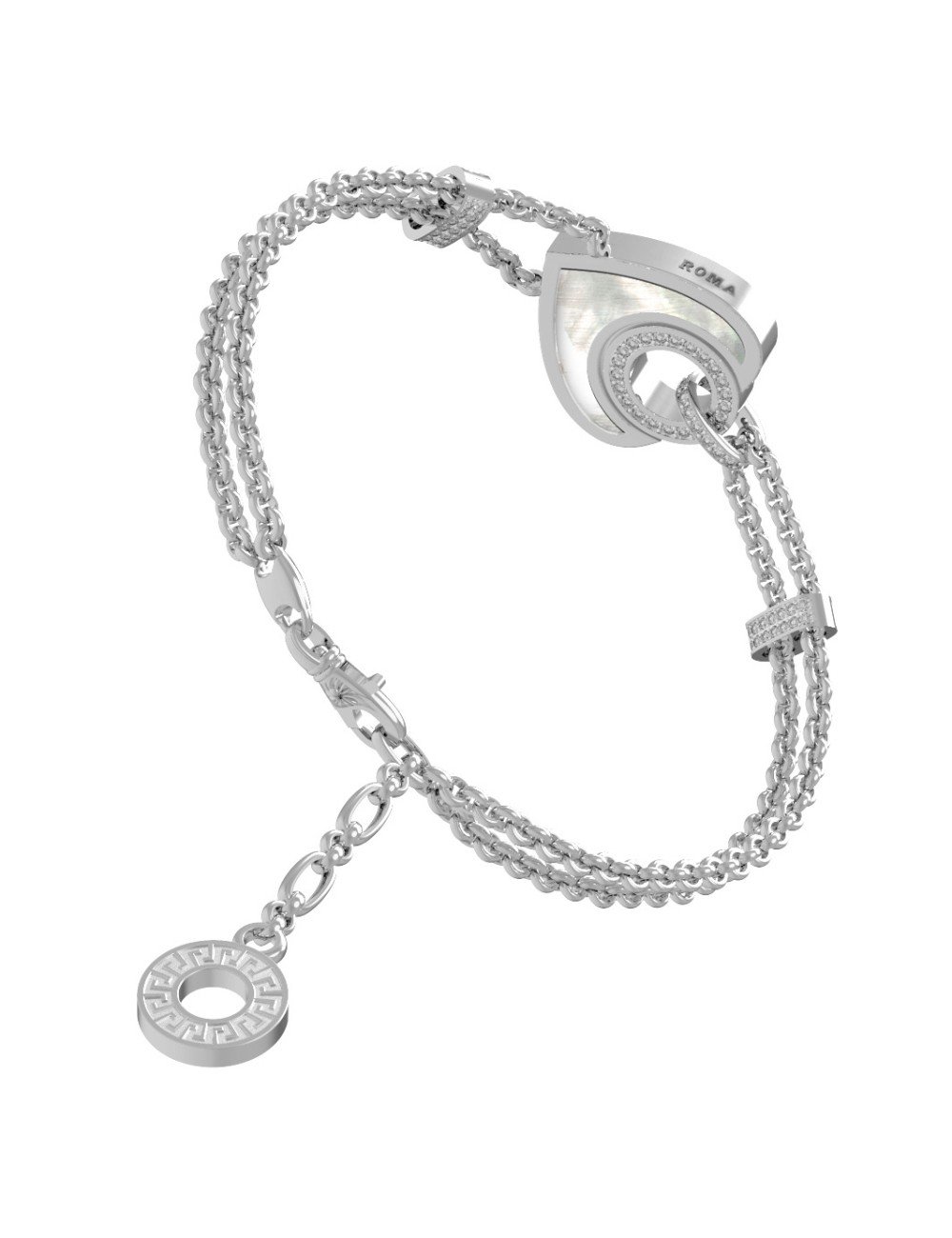 Браслет из белого золота c бриллиантами, ониксом и перламутром